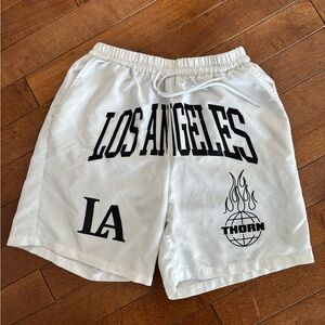 Thorn Los Angeles Graphic White Athletic Shorts